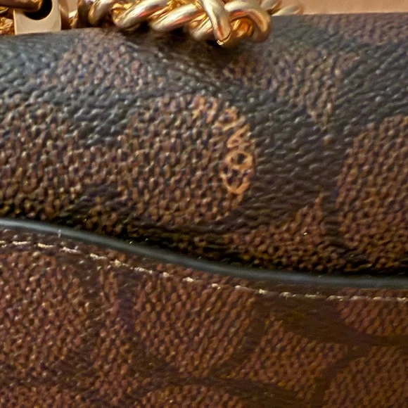 Coach Brown Signature Crossbody Bag with Gold Chain - Picture 4 of 10